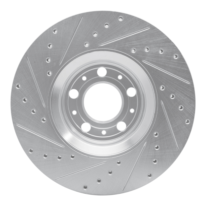 Volvo XC90 Brake Rotor (1) - Front Right - R1 Concepts - Drilled & Slotted - Silver - `03-`09